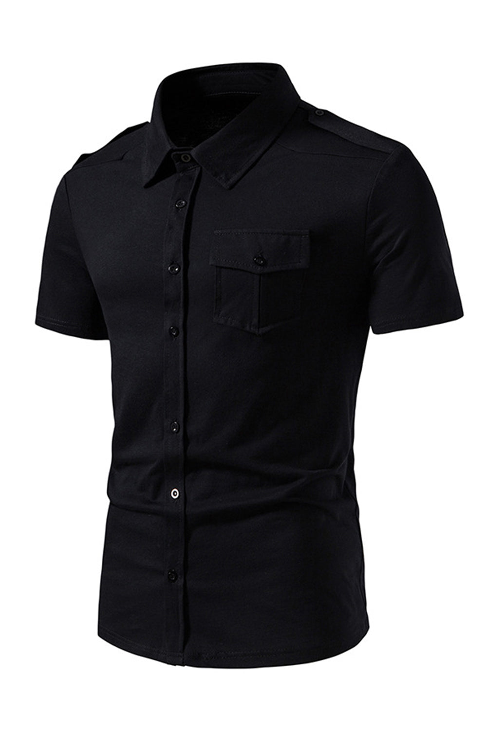 Czarne bluzki z krótkim rękawem Slim Fit dla mężczyzn