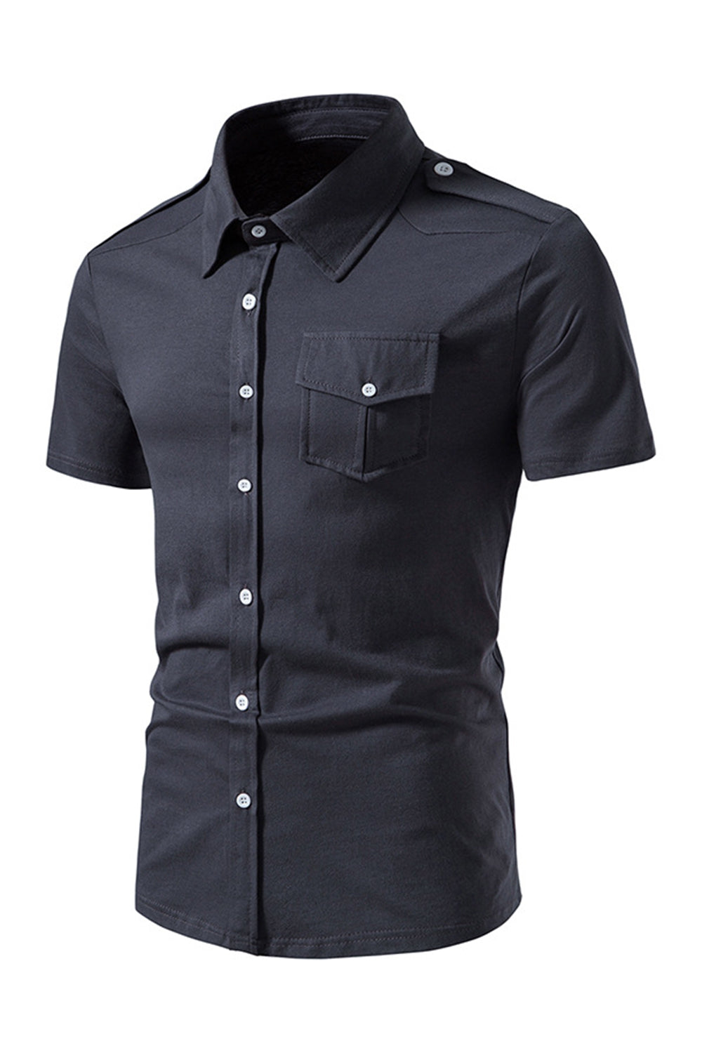 Czarne bluzki z krótkim rękawem Slim Fit dla mężczyzn