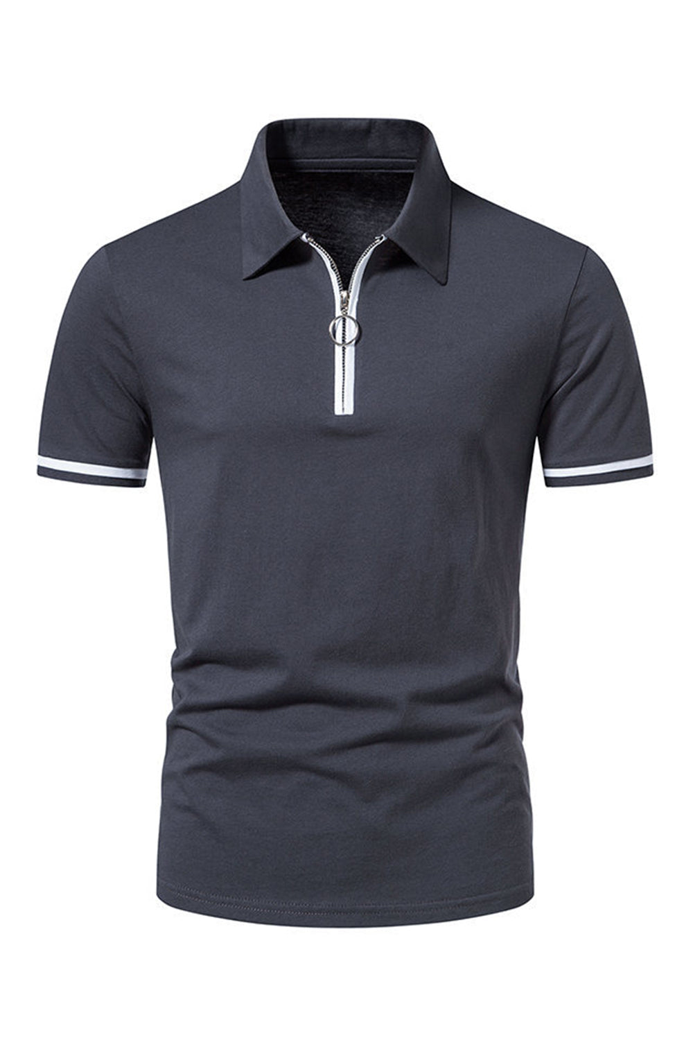 Casual Summer Short Sleeves Męskie topy z zamkiem błyskawicznym