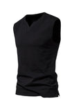 Czarny T-shirt męski z dekoltem w serek bez rękawów