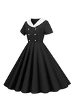 Peter Pan Collar Swing 1950s Sukienka z krótkim rękawem