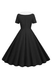 Peter Pan Collar Swing 1950s Sukienka z krótkim rękawem