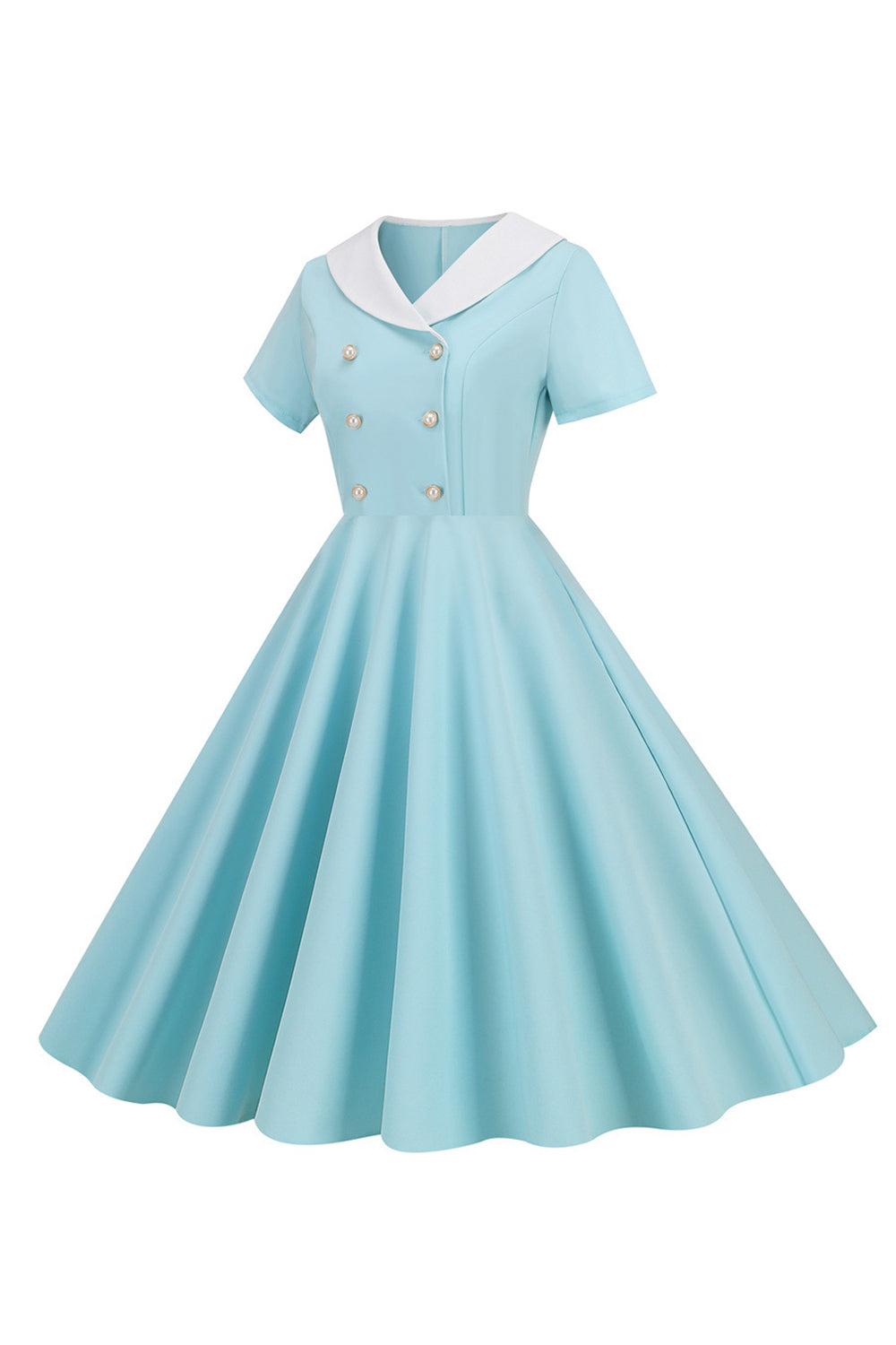 Peter Pan Collar Swing 1950s Sukienka z krótkim rękawem