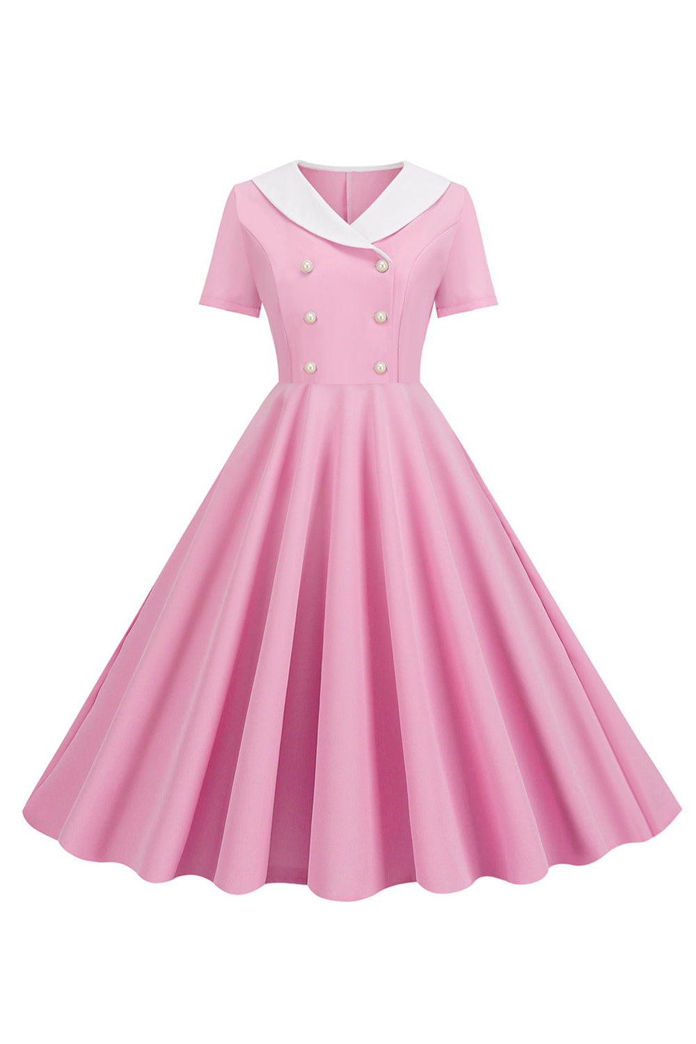 Peter Pan Collar Swing 1950s Sukienka z krótkim rękawem