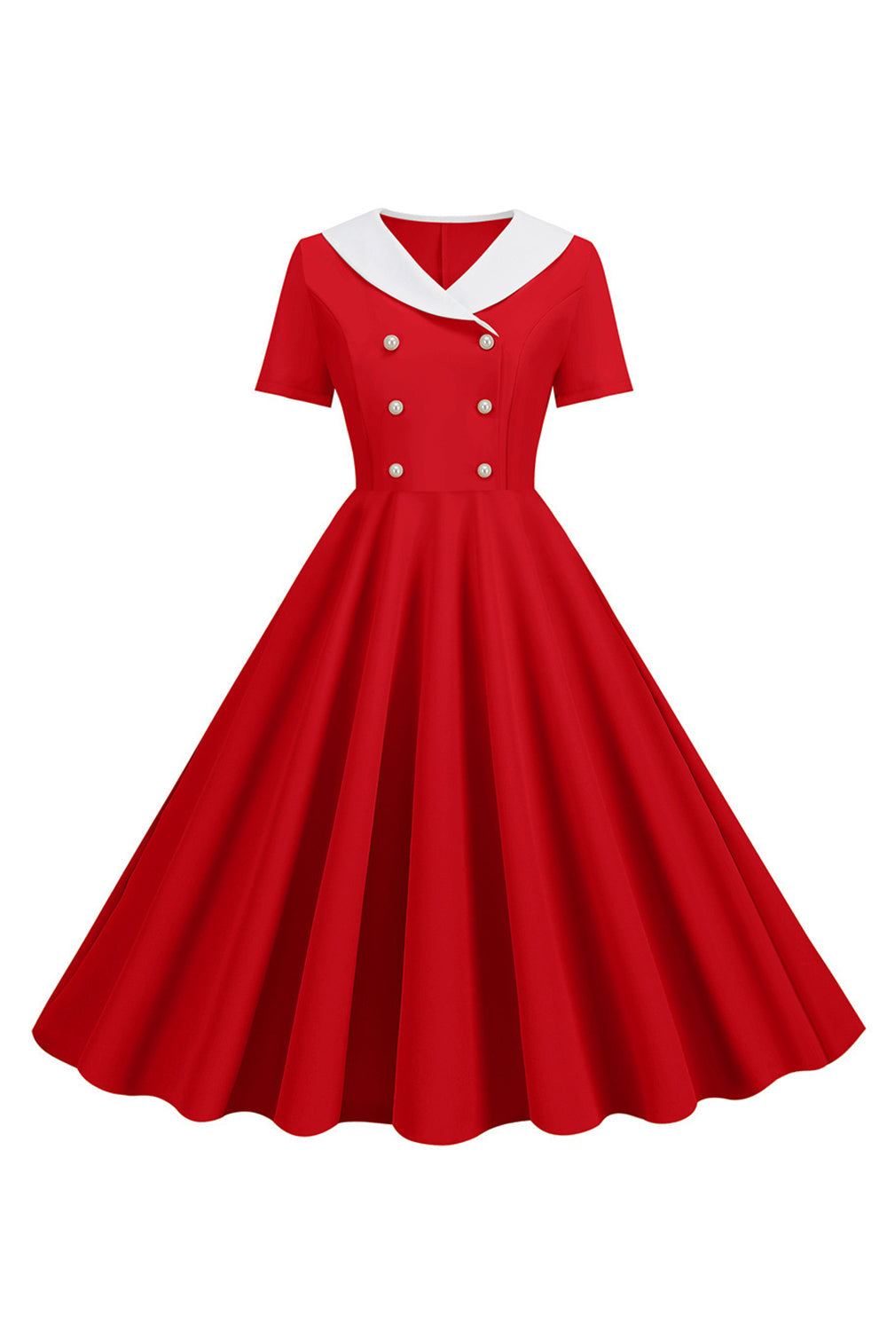 Peter Pan Collar Swing 1950s Sukienka z krótkim rękawem