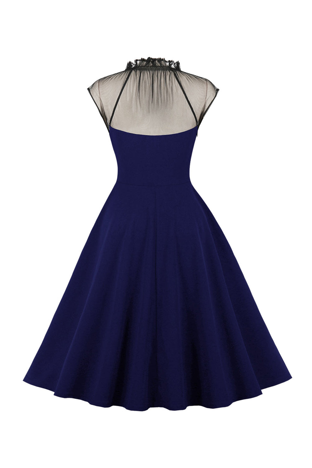 Czarna sukienka A Line Vintage 1950s z guzikami