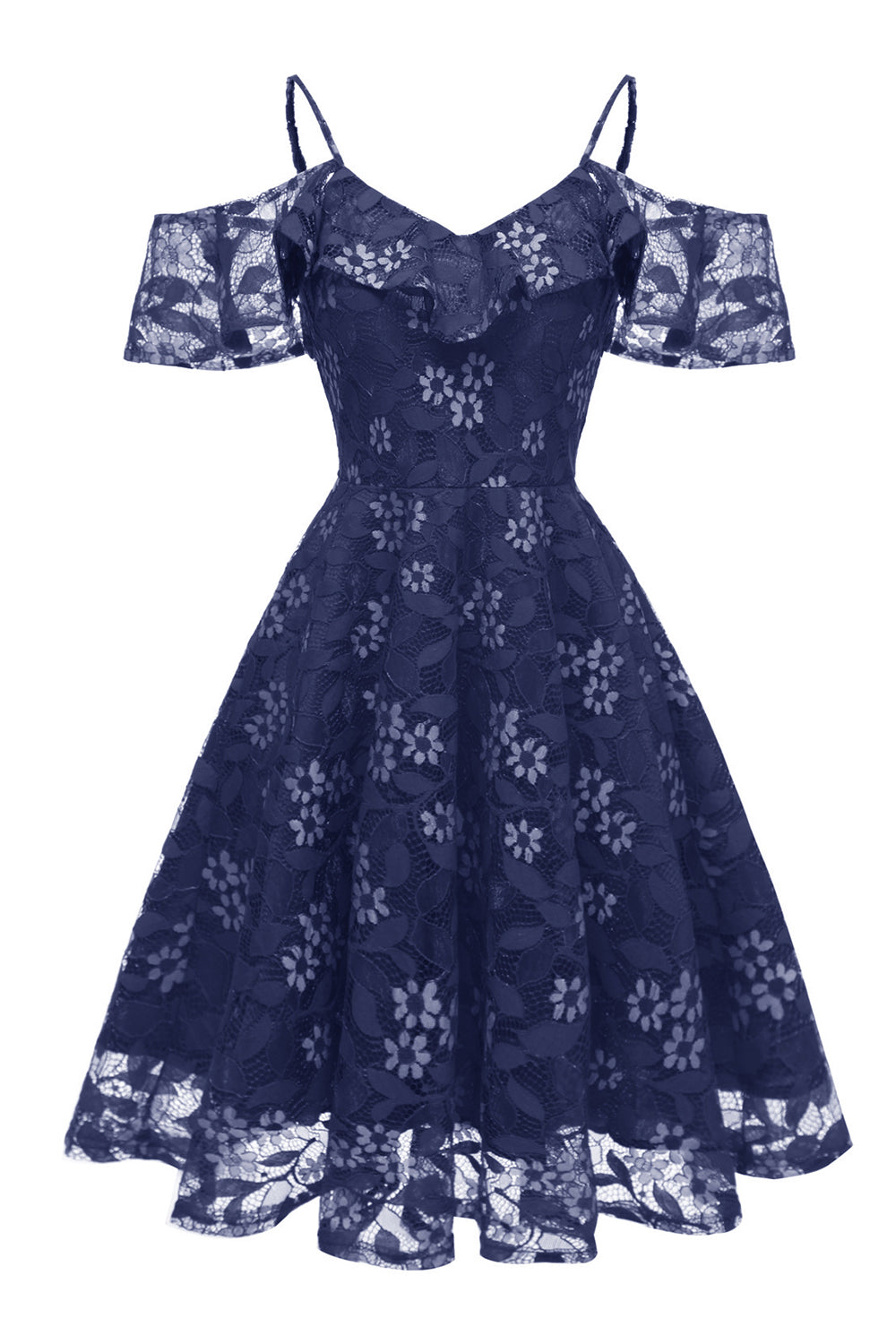 Linia Z Ramion Róż Koronkowa Sukienka