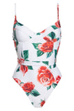 Spaghetti Straps High Waist Red One Piece Stroje kąpielowe