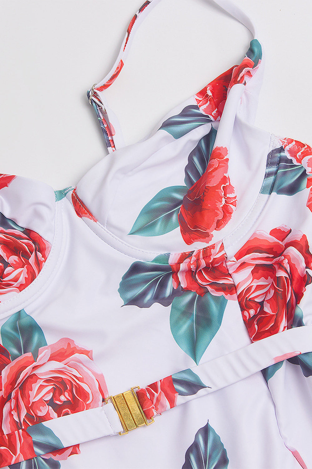 Spaghetti Straps High Waist Red One Piece Stroje kąpielowe