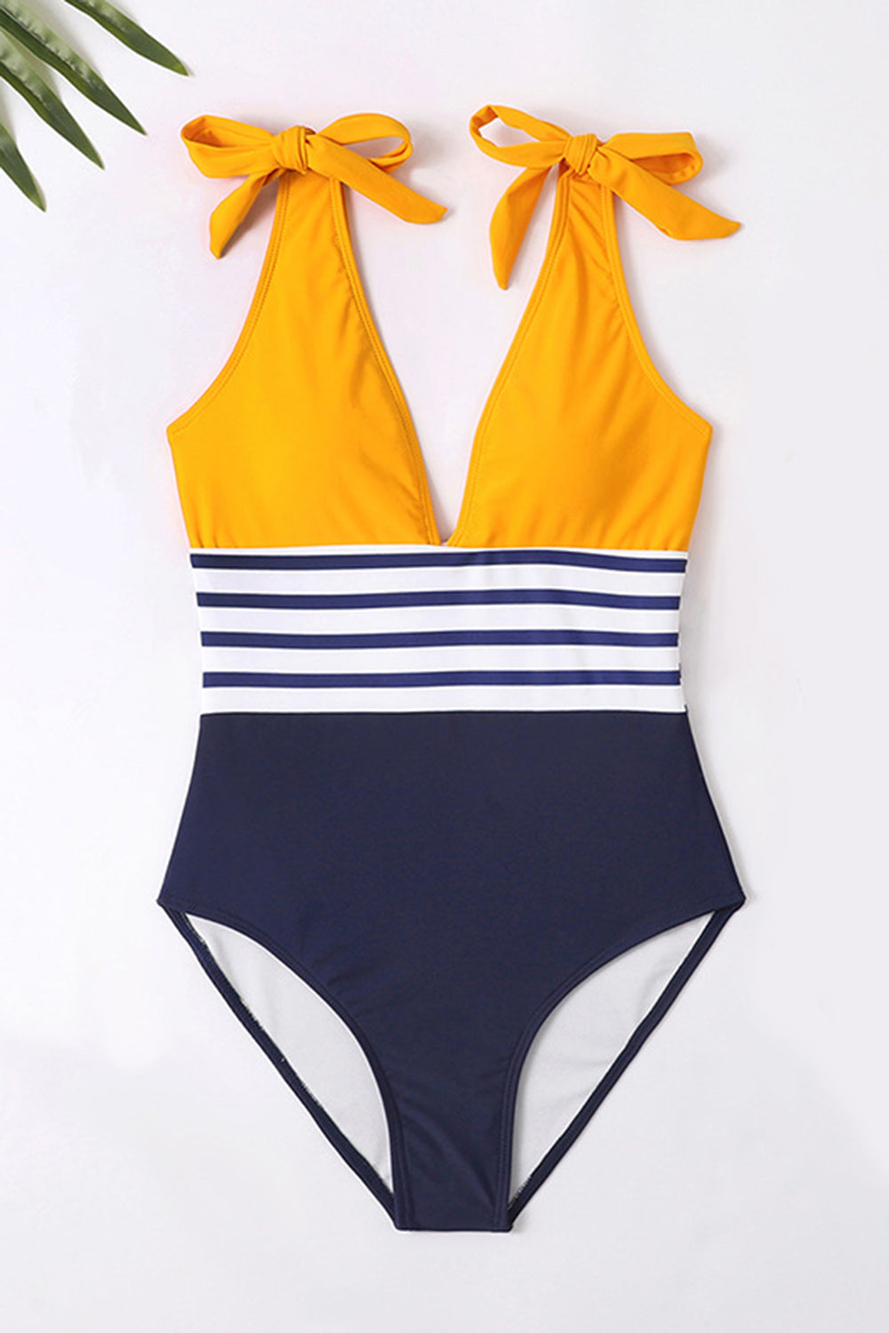 One Piece Yellow Swimsuit z kokardkami