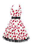Hepburn Style Halter Tiul Czarny Drukowana Sukienka Z Lat 50
