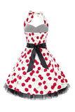 Hepburn Style Halter Tiul Czarny Drukowana Sukienka Z Lat 50