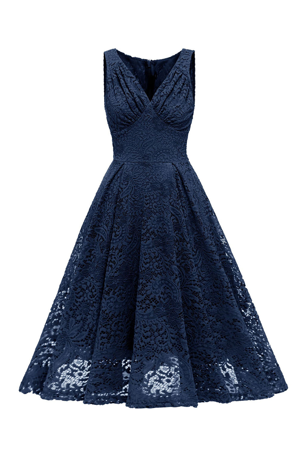 Gark Green A-line Koronkowa sukienka bez rękawów