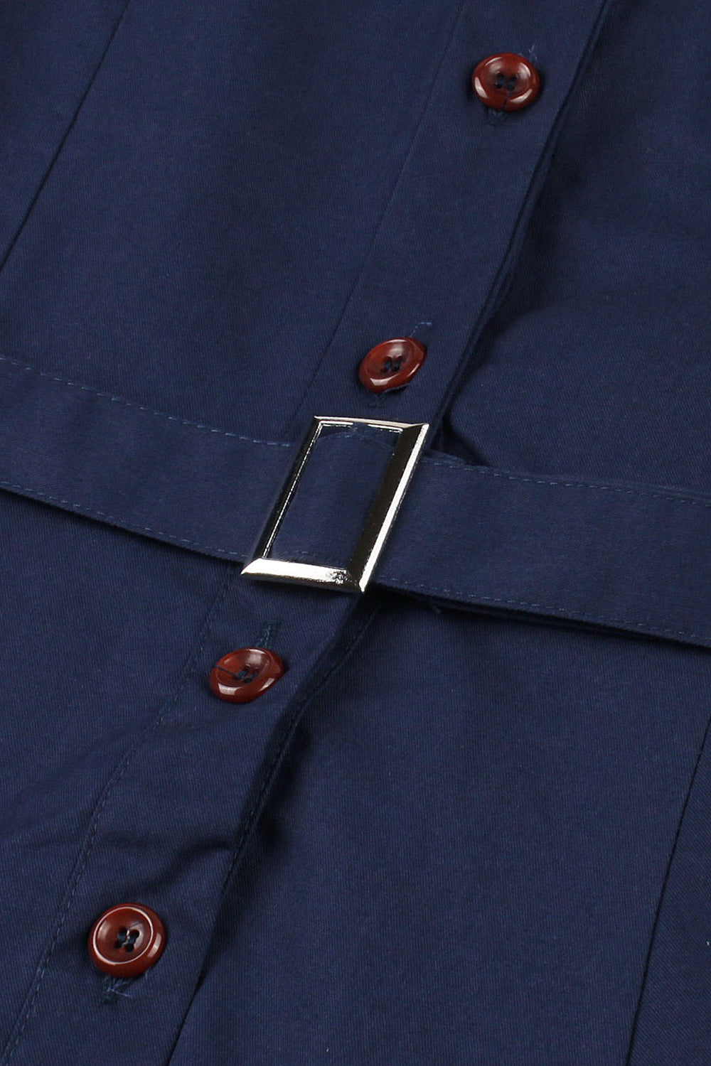 Granatowy Guzik Z Krótkim Rękawem Sukienka Lata 50