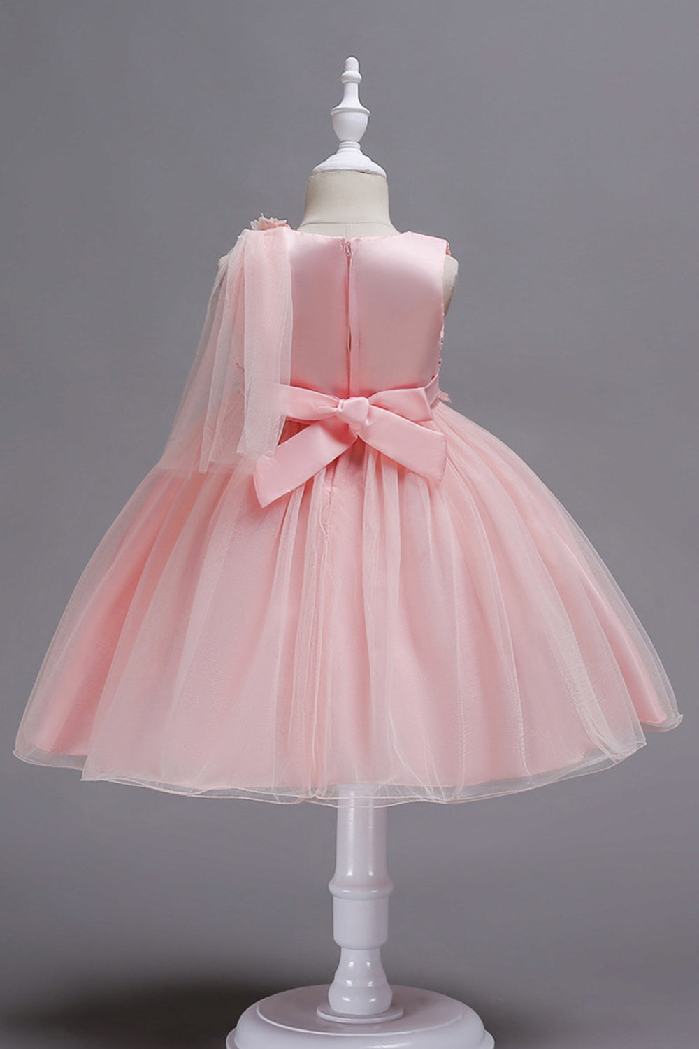 Blue A Line Bowknot Girls Party Sukienki z kwiatami 3D