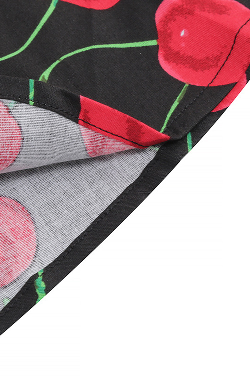 Sukienka Z Białym Nadrukiem Wiśni Vintage Z Krótkim Rękawem