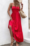 Cienkich Ramiączkach Czerwona Sukienki Letnie z Odkrytymi Plecami