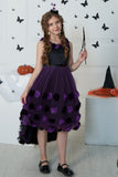 Dark Purple High Low Tulle Halloween Sukienka Dziewczyna z 3D Flower
