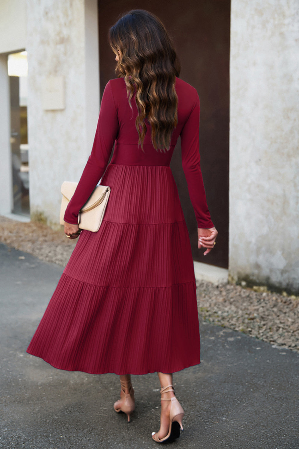 Czarna sukienka A Line Z Długimi Rękawami Na Co Dzienny