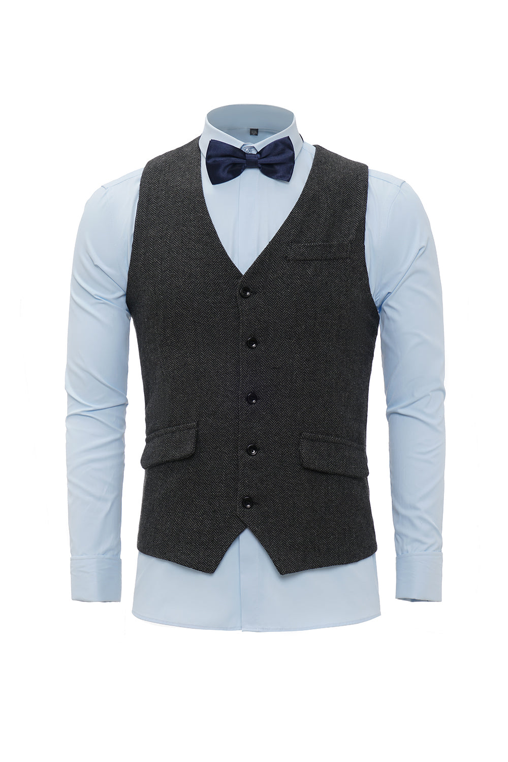 Czarna Jednorzędowa Szalowa Kamizelka Lapel Men's Suit