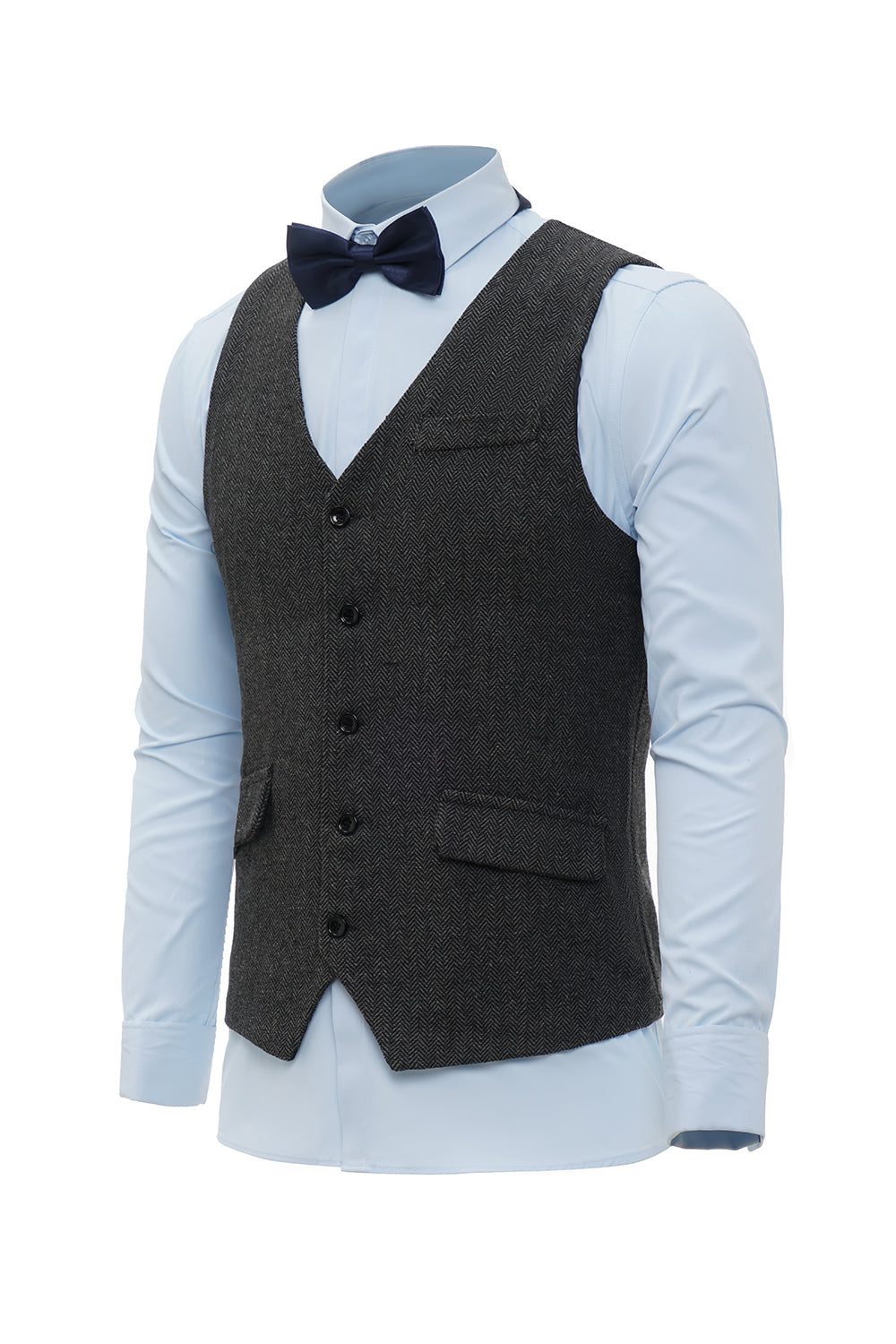 Czarna Jednorzędowa Szalowa Kamizelka Lapel Men's Suit