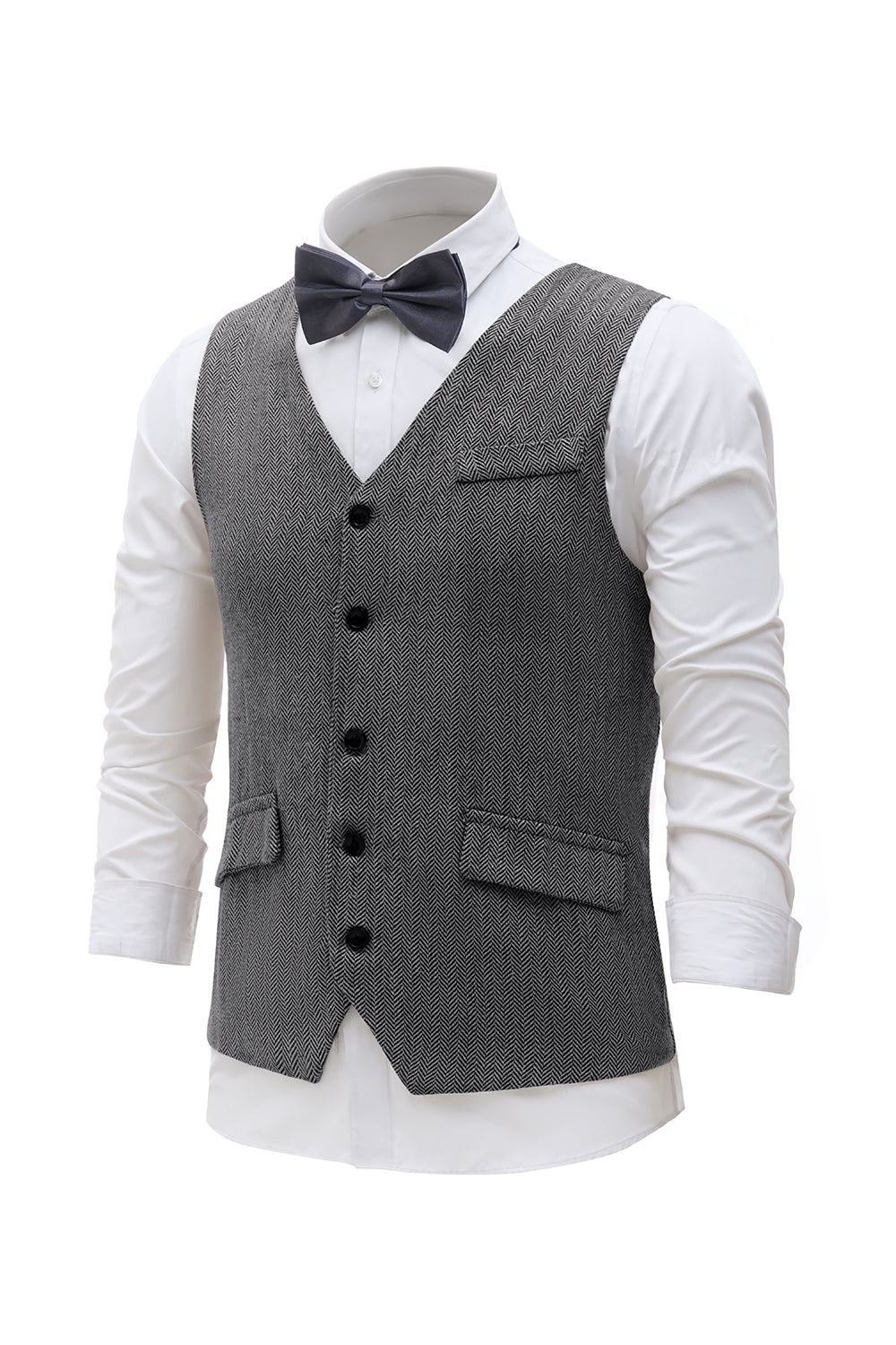 Czarna Jednorzędowa Szalowa Kamizelka Lapel Men's Suit