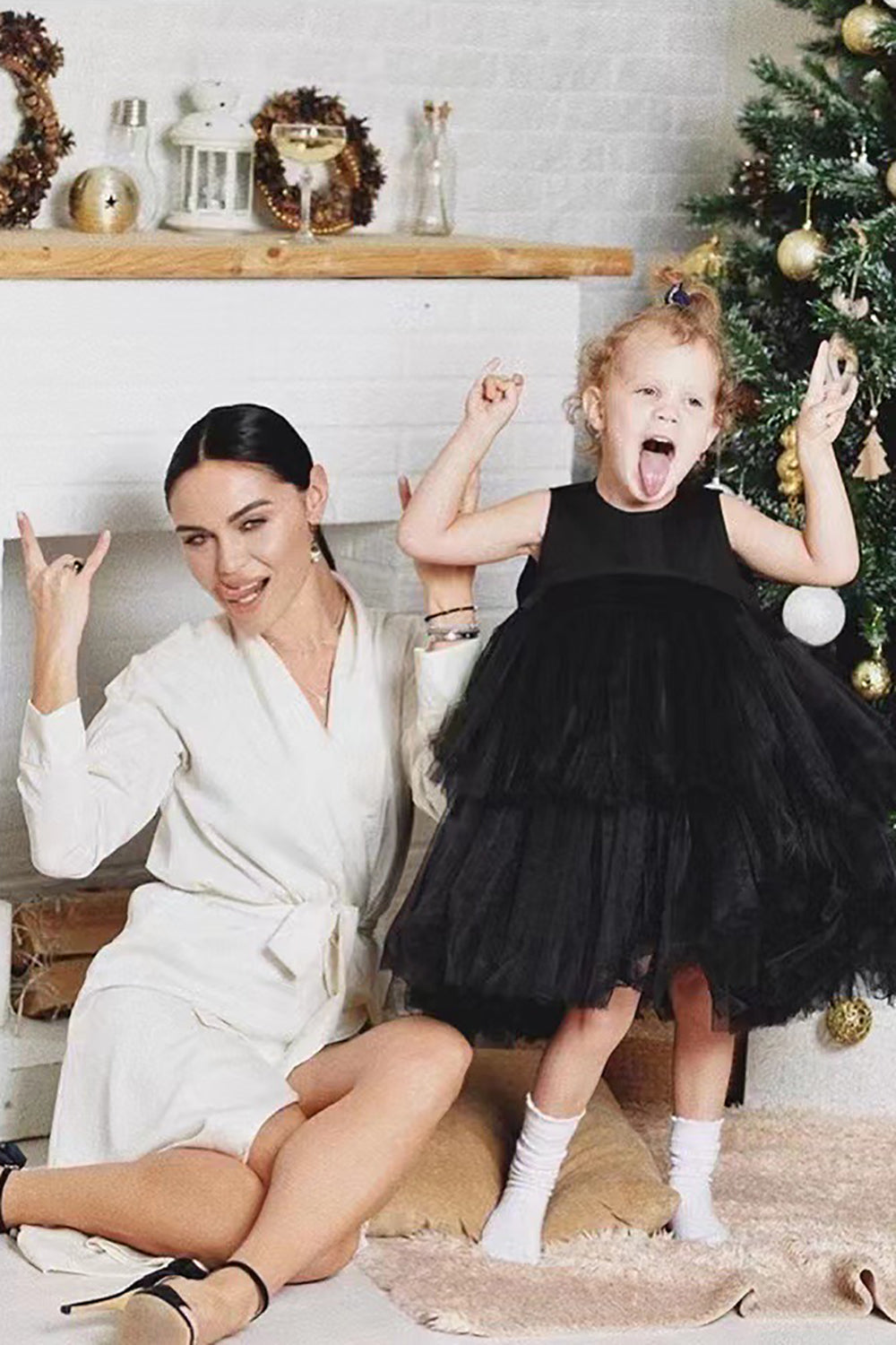 Czarna Bez Rękawów Sukienki Dla Dziewczynek z Falbankami