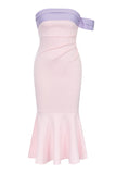Blush Pink Strapless Mermaid Sukienka koktajlowa