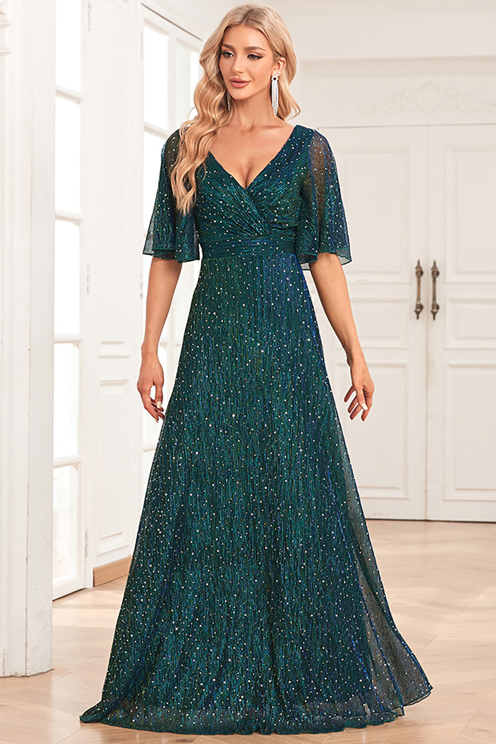 Błyszcząca Paw Cekinowe Długa Sukienka Na Studniówkę