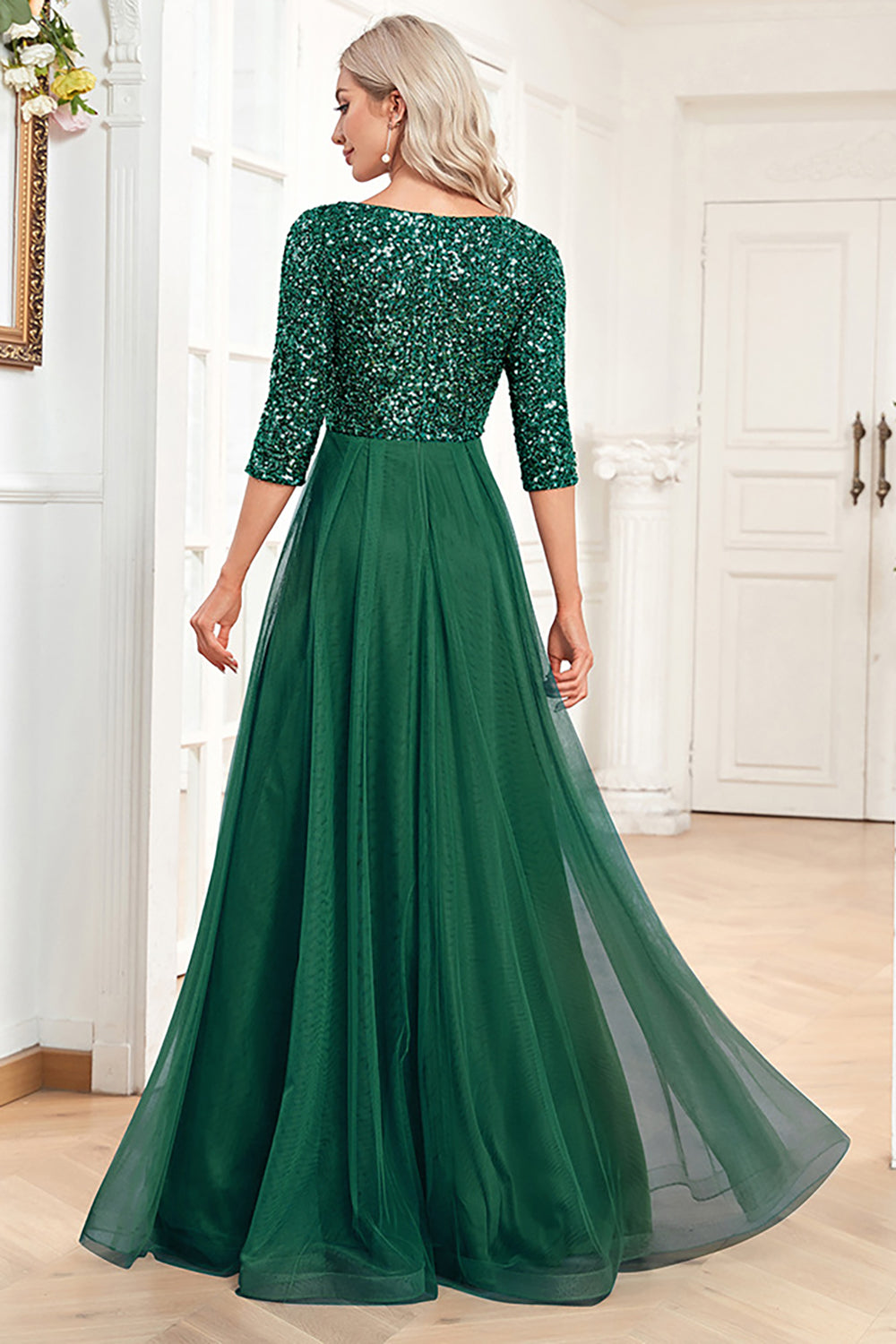 Błyszcząca Czarna Długa Sukienka Na Studniówkę Z Cekinami