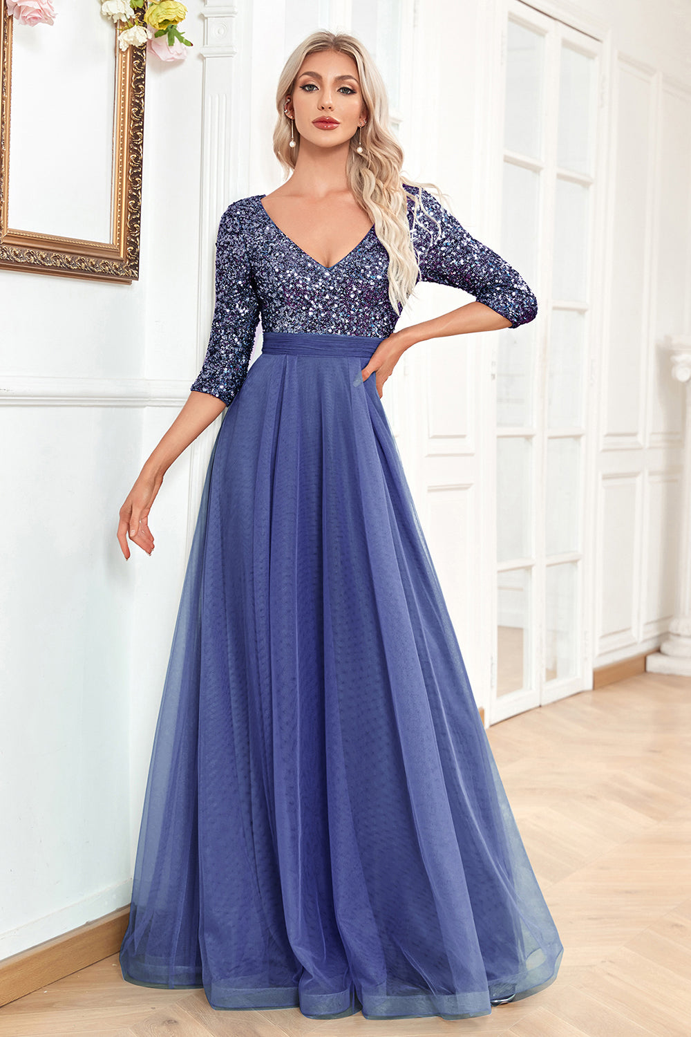 Błyszcząca Czarna Długa Sukienka Na Studniówkę Z Cekinami