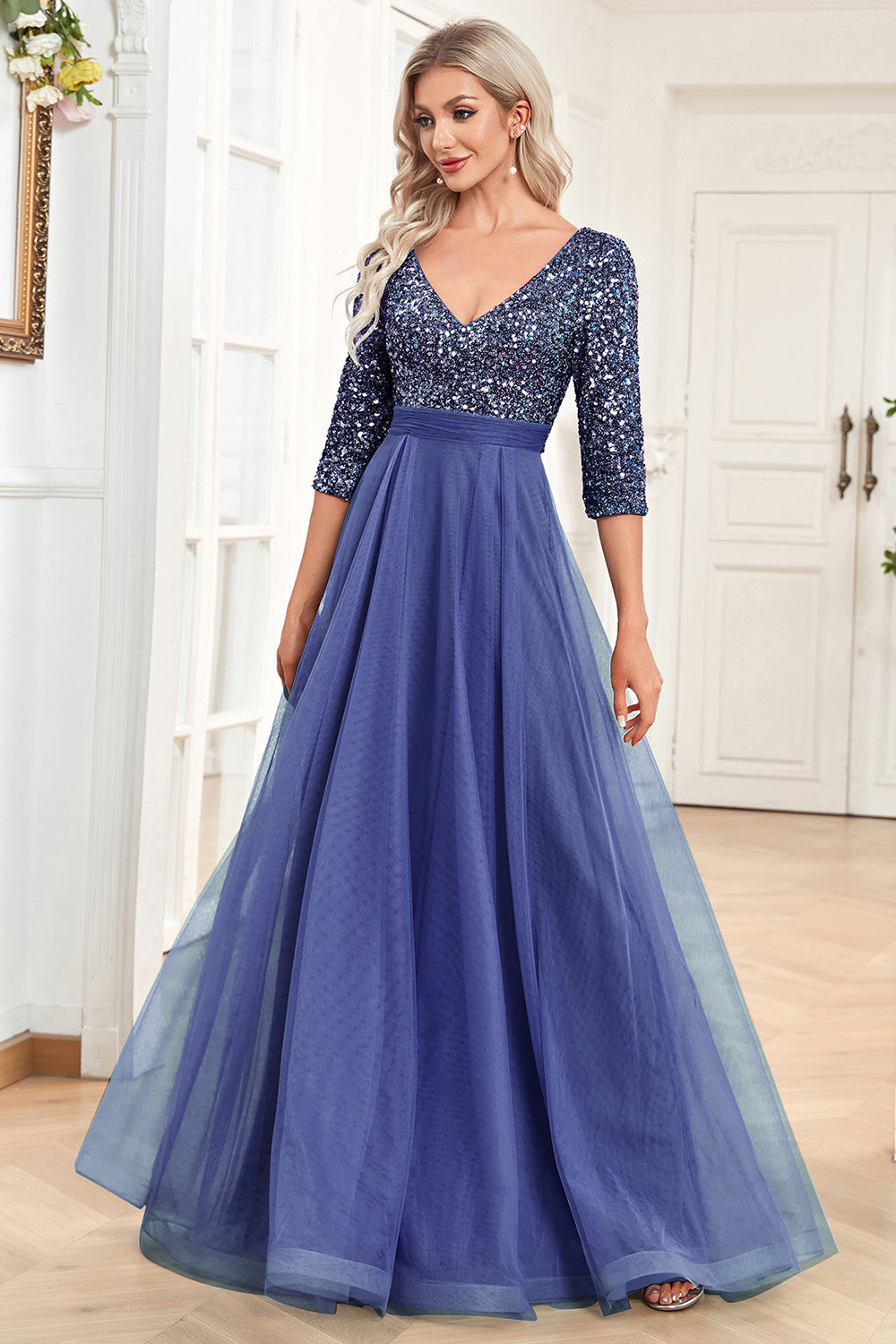 Błyszcząca Czarna Długa Sukienka Na Studniówkę Z Cekinami