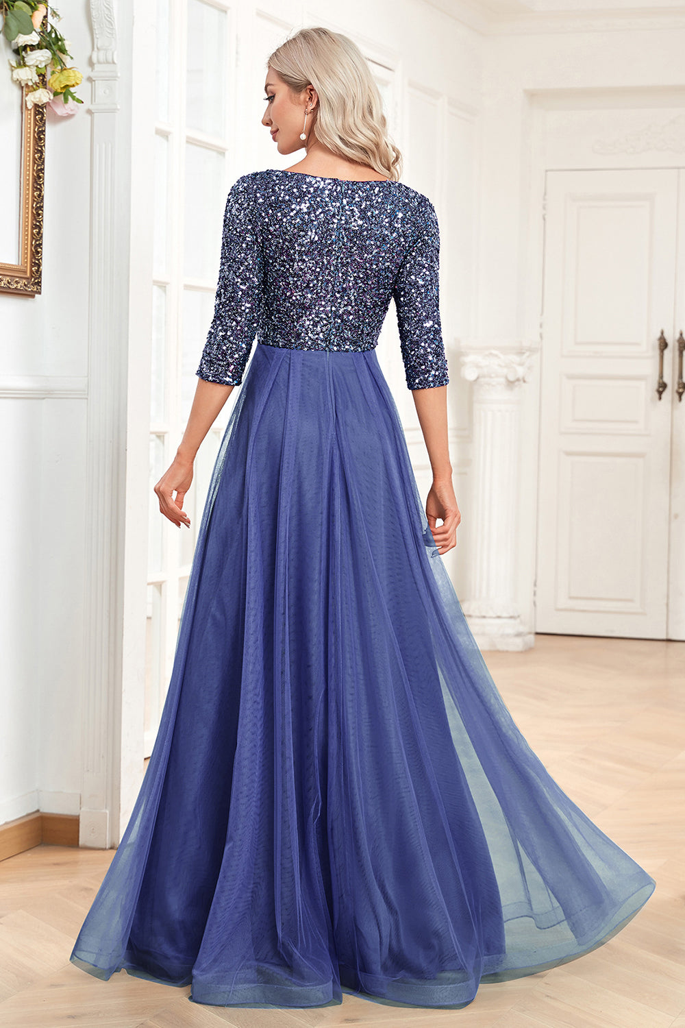 Błyszcząca Czarna Długa Sukienka Na Studniówkę Z Cekinami