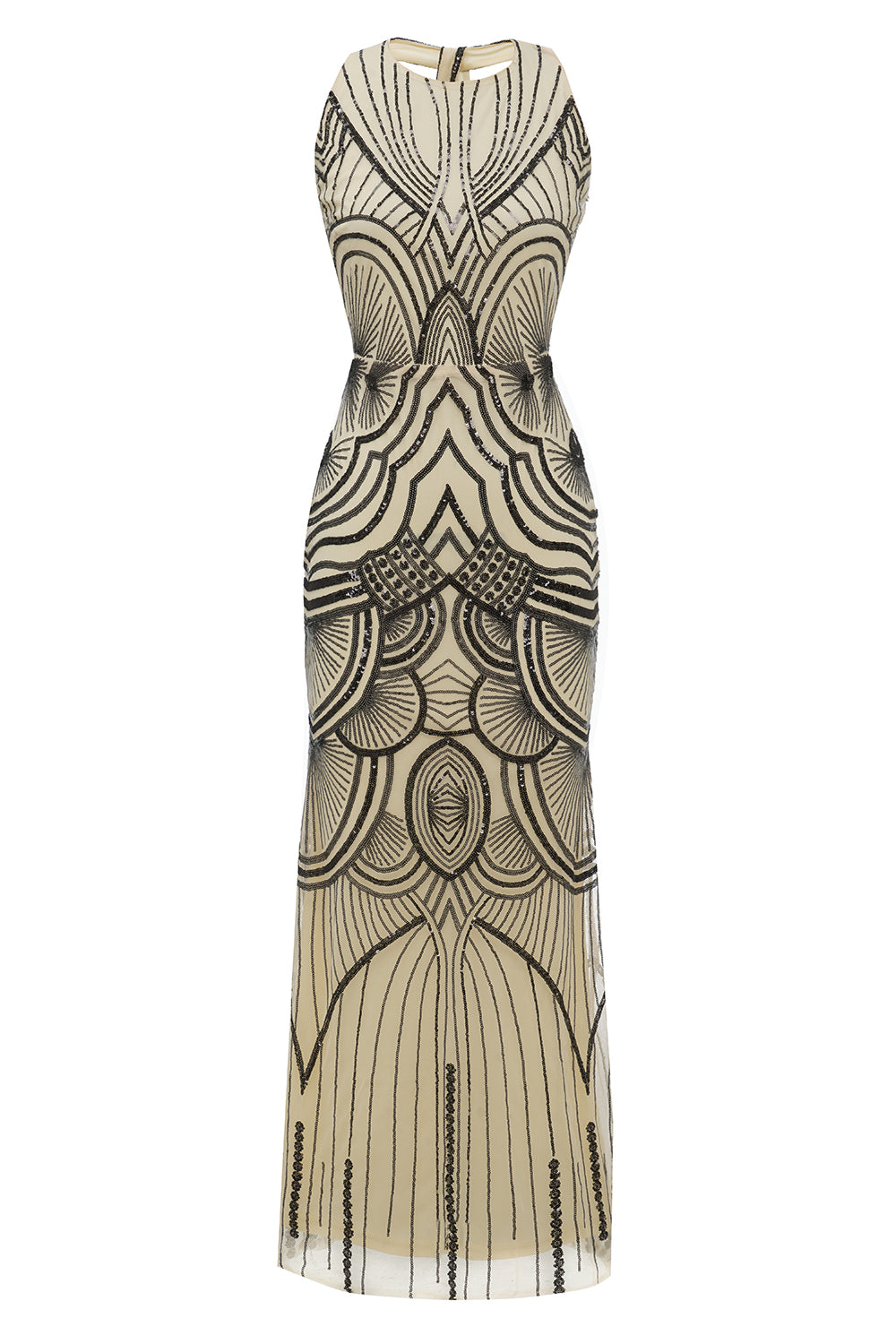 Czarna Długie Sukienka Lata 20 z Cekinami