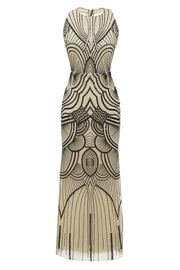 Czarna Długie Sukienka Lata 20 z Cekinami