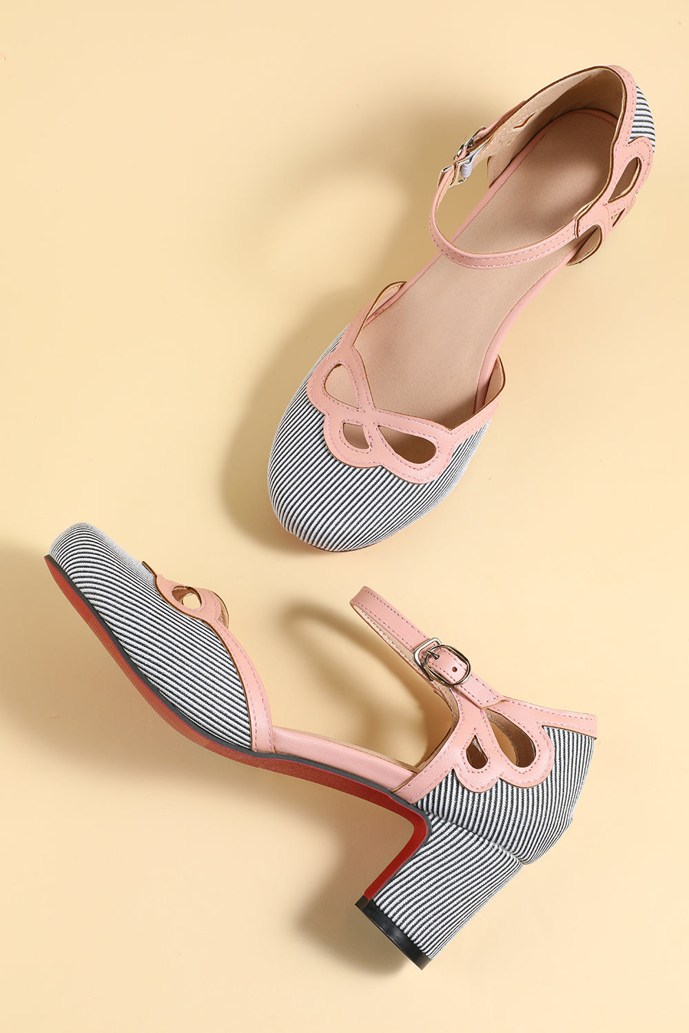 Retro Białe Czarne Buty w Groszki