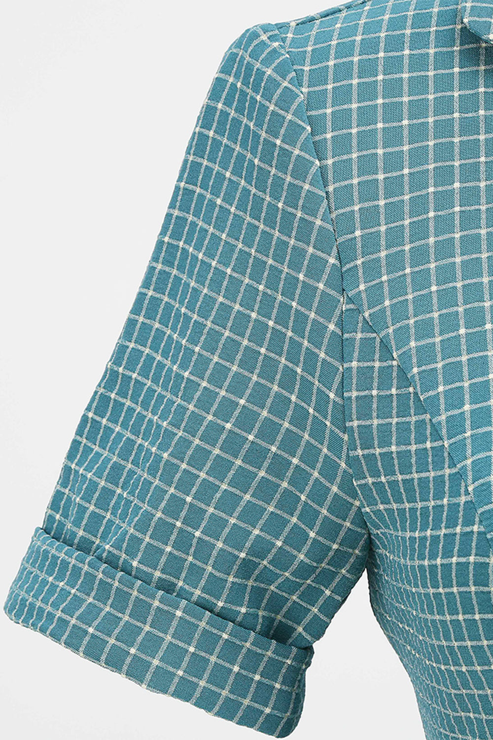 Niebieska Sukienka Lata 50 w Kratkę