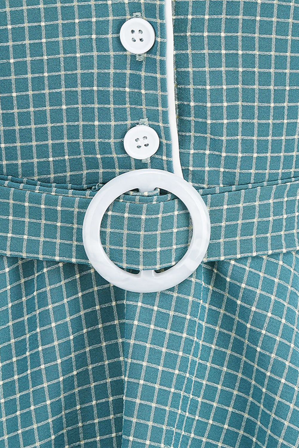 Niebieska Sukienka Lata 50 w Kratkę