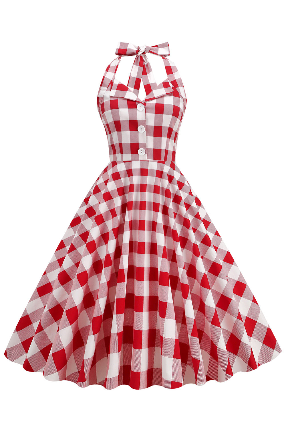 Czerwona Sukienka Pin Up Lata 50 w Kratkę