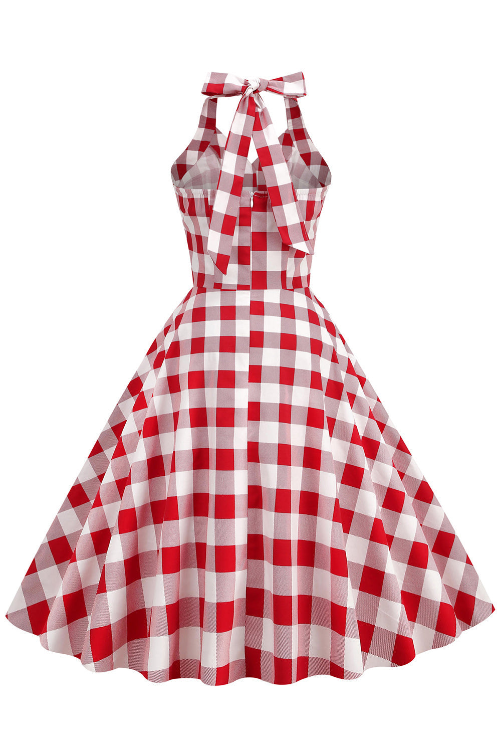 Czerwona Sukienka Pin Up Lata 50 w Kratkę