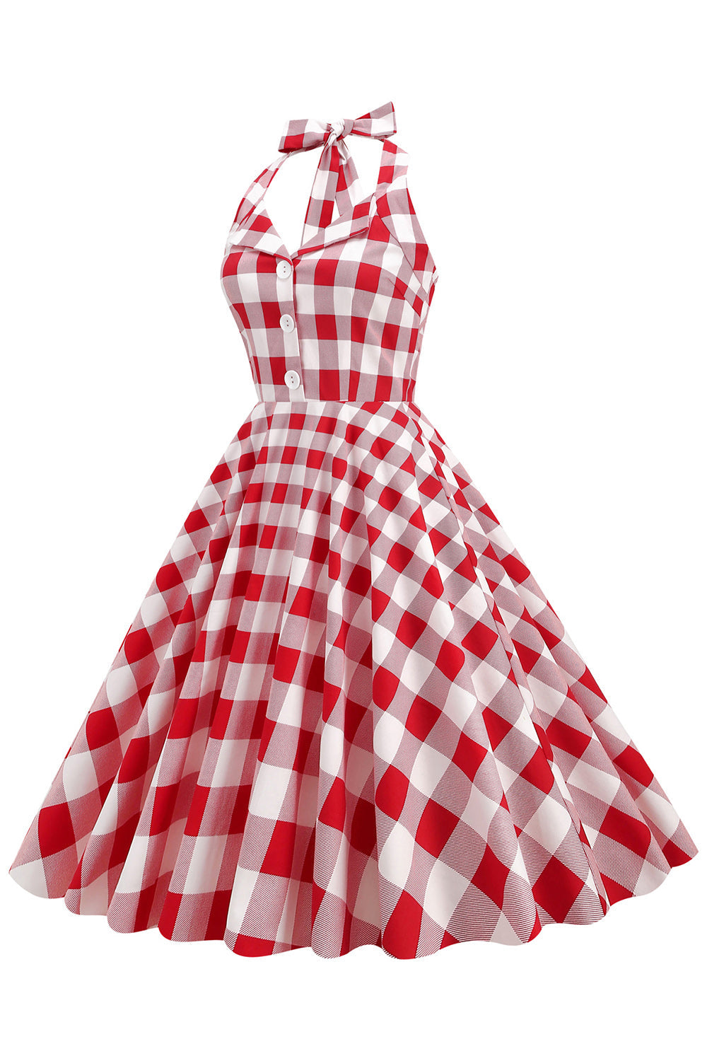 Czerwona Sukienka Pin Up Lata 50 w Kratkę
