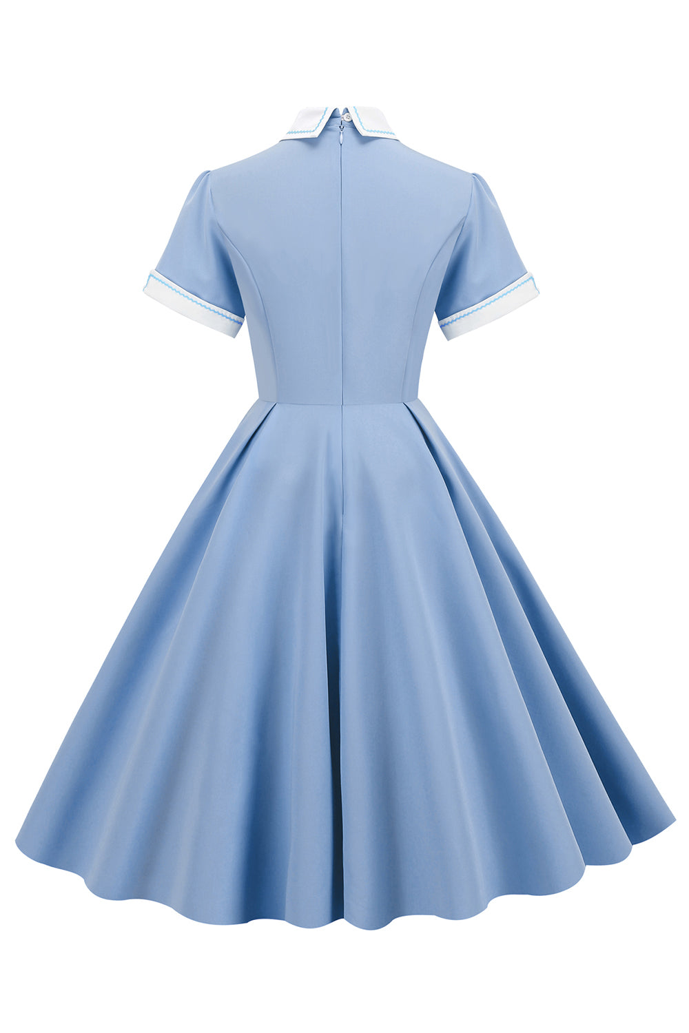 Jasnoniebieska Sukienka Vintage Lata 50 z Rękawami