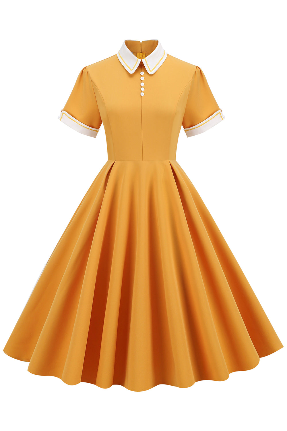 Jasnoniebieska Sukienka Vintage Lata 50 z Rękawami