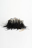 Vintage Ostrich Feather Czarny Evening Bag