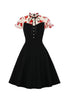 Załaduj obraz do przeglądarki galerii, Czarna sukienka z nadrukiem Vintage z 1950 roku