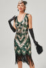 Załaduj obraz do przeglądarki galerii, Zielona scoop neck sukienka bez rękawów z frędzlami z frędzlami