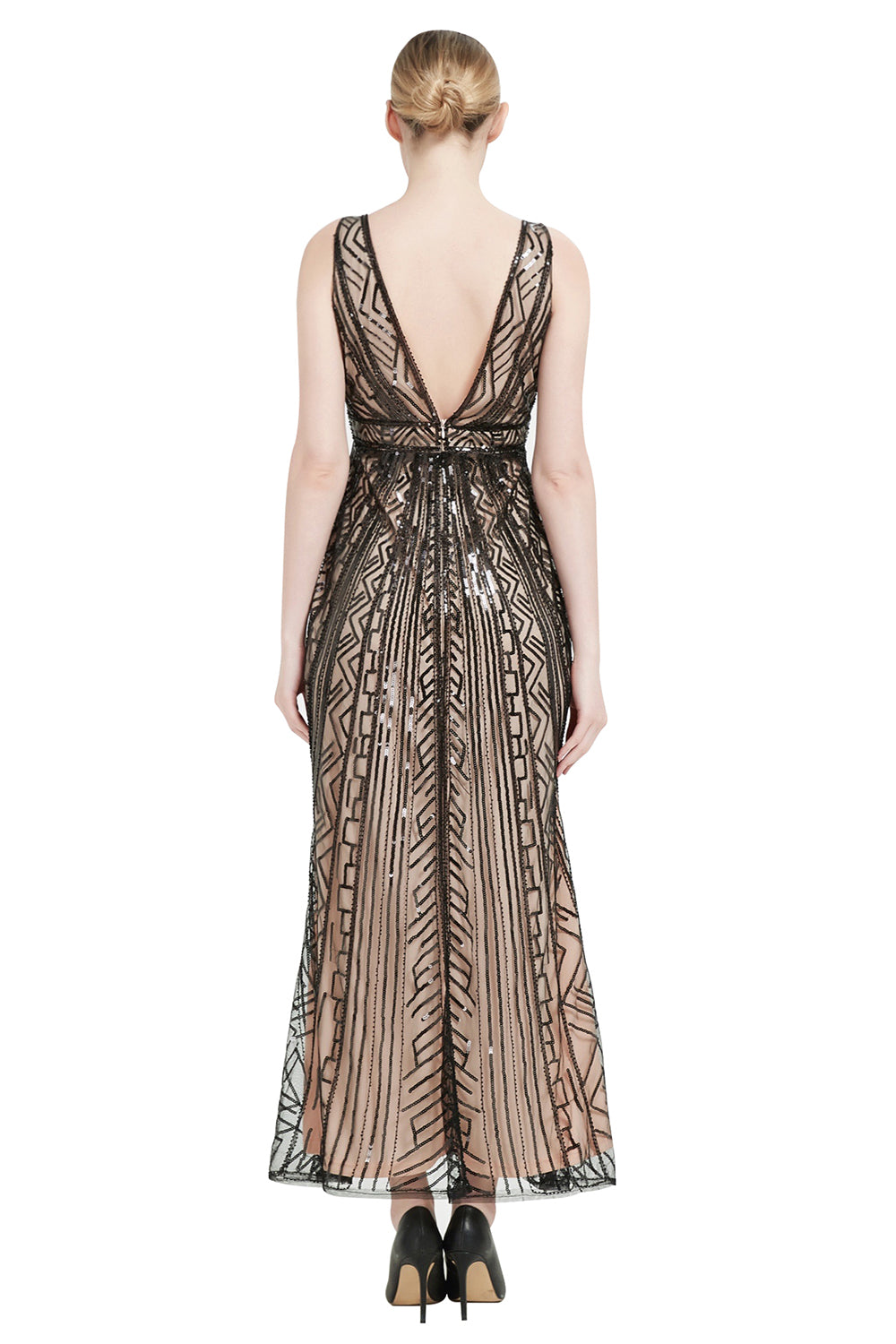 Cekinowy dekolt w serek Midi 1920s Flapper Dress