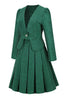 Załaduj obraz do przeglądarki galerii, Zielona Sukienka Vintage w Kratkę z Dlugim Rekawem