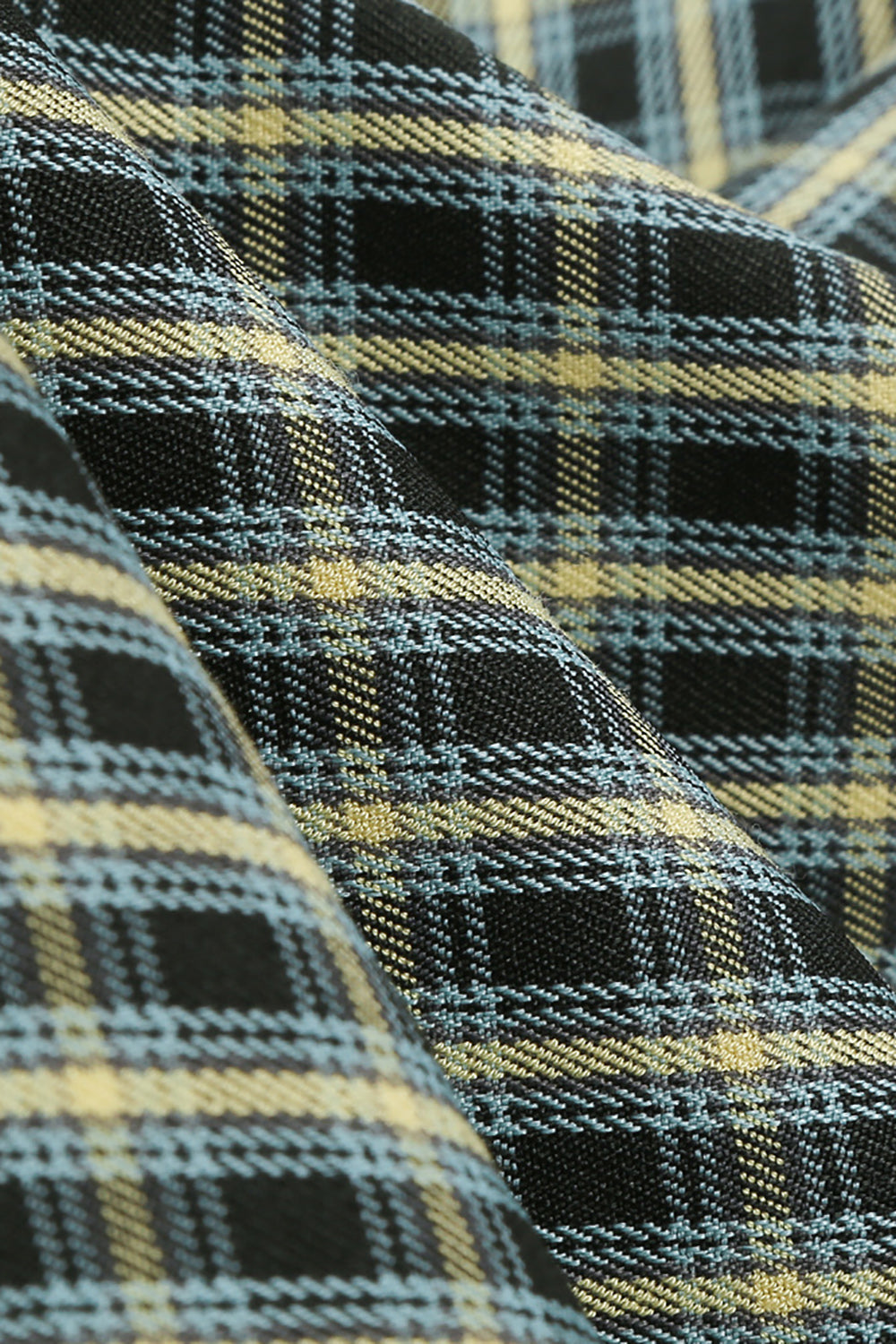 A Line V Neck Green Grid 1950s Sukienka z rękawami 3/4