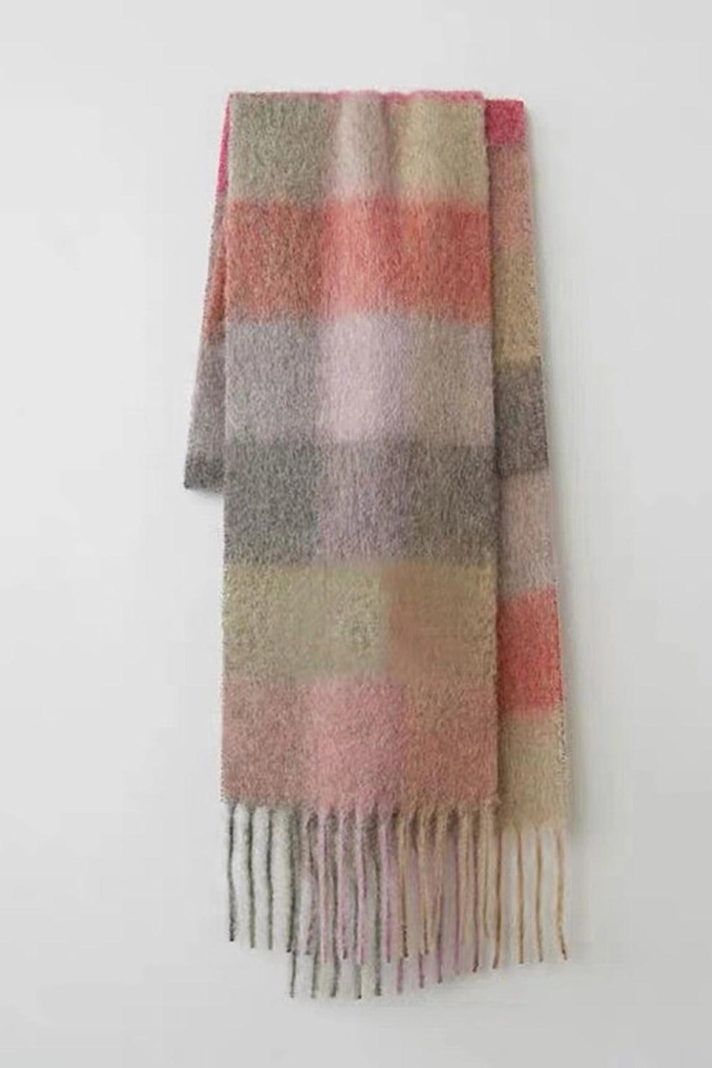 Żółty szalik w kratę Coffee Faux Cashmere Plaid